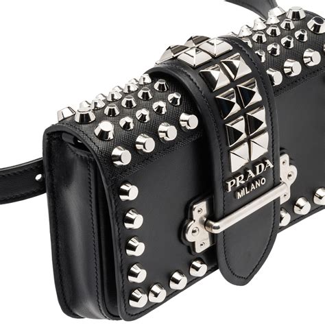 prada cahier belt bag stud|Prada galleria leather strap.